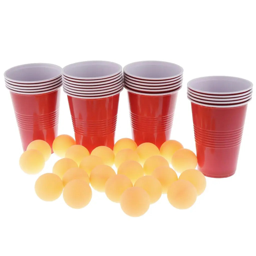 24 RED CUPS WITH 24 PINGPONG BALLS