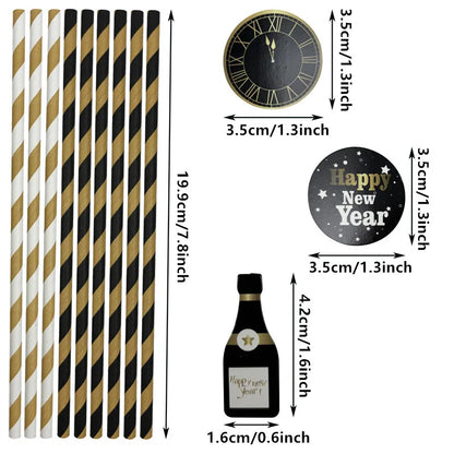 9 NEW YEARS EVE PAPER STRAWS