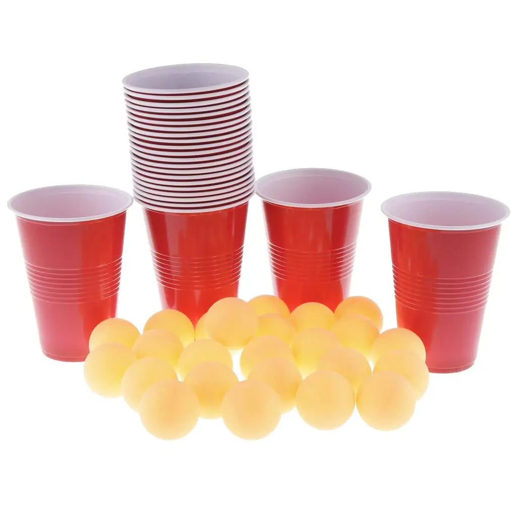 24 RED CUPS WITH 24 PINGPONG BALLS