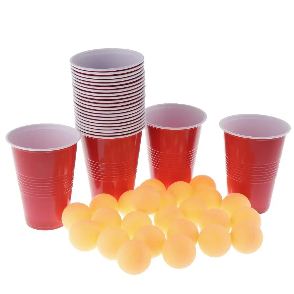 24 RED CUPS WITH 24 PINGPONG BALLS