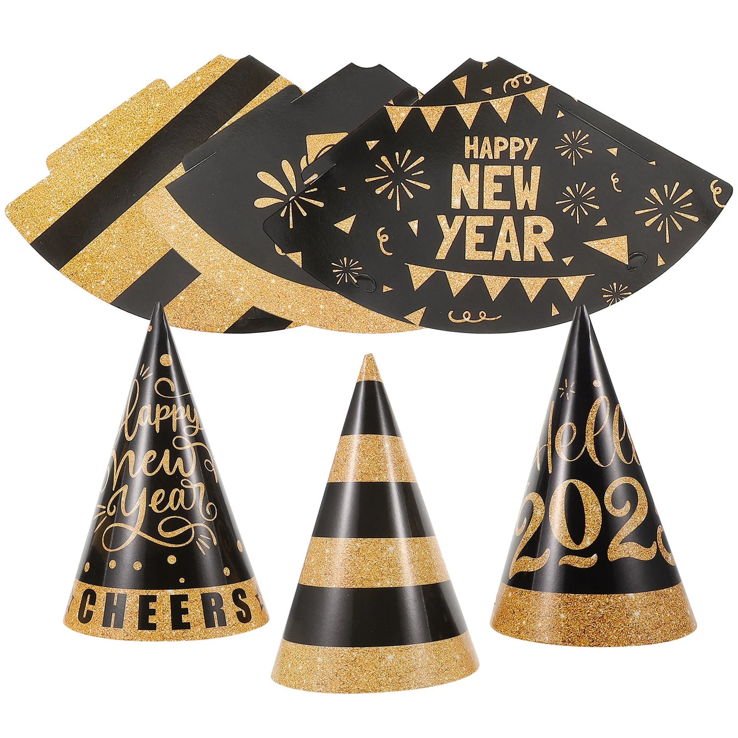 6 NEW YEARS EVE PAPER HEADS