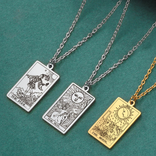 STAINLESS STEEL TAROT CARDS NECKLACE