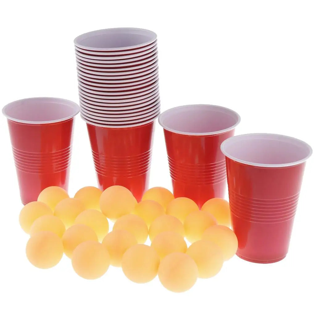 24 RED CUPS WITH 24 PINGPONG BALLS