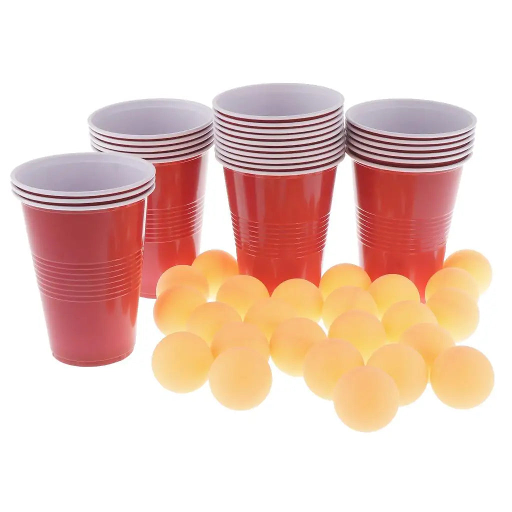 24 RED CUPS WITH 24 PINGPONG BALLS