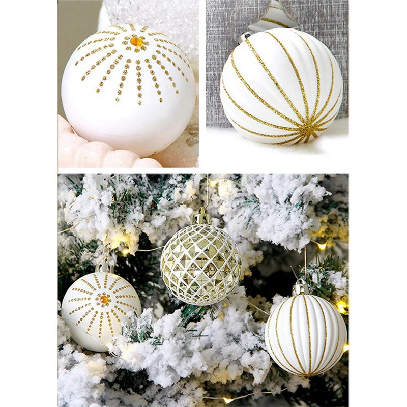 30 PCS CHRISTMAS ORNAMENTS WHITE GOLD